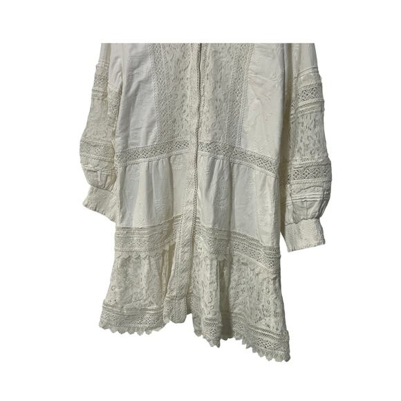 ALICE AND OLIVIA XLARGE CALIN TIERED LACE MINI DRESS OFF WHITE MSRP $495 - Picture 10 of 16